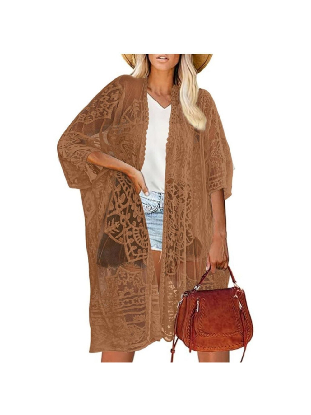 NEW Swimwear Cover Up Robe Beach Bikini Kimono Lace One Size